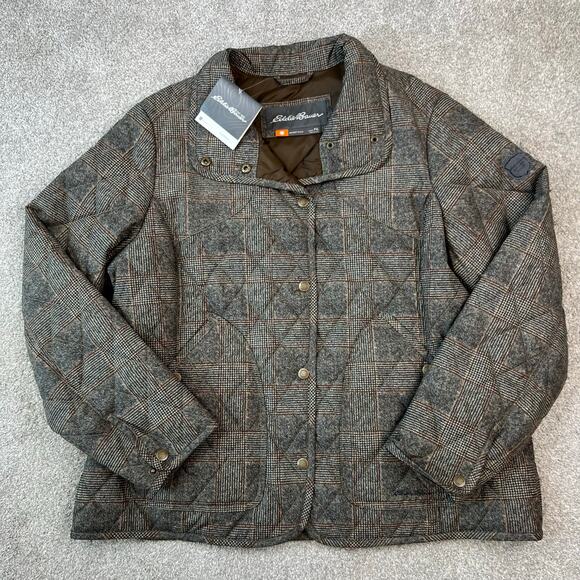 NWT Eddie Bauer Women's Quilted Plaid Water Repellent Insulated Field Jacket XL - Picture 5 of 13